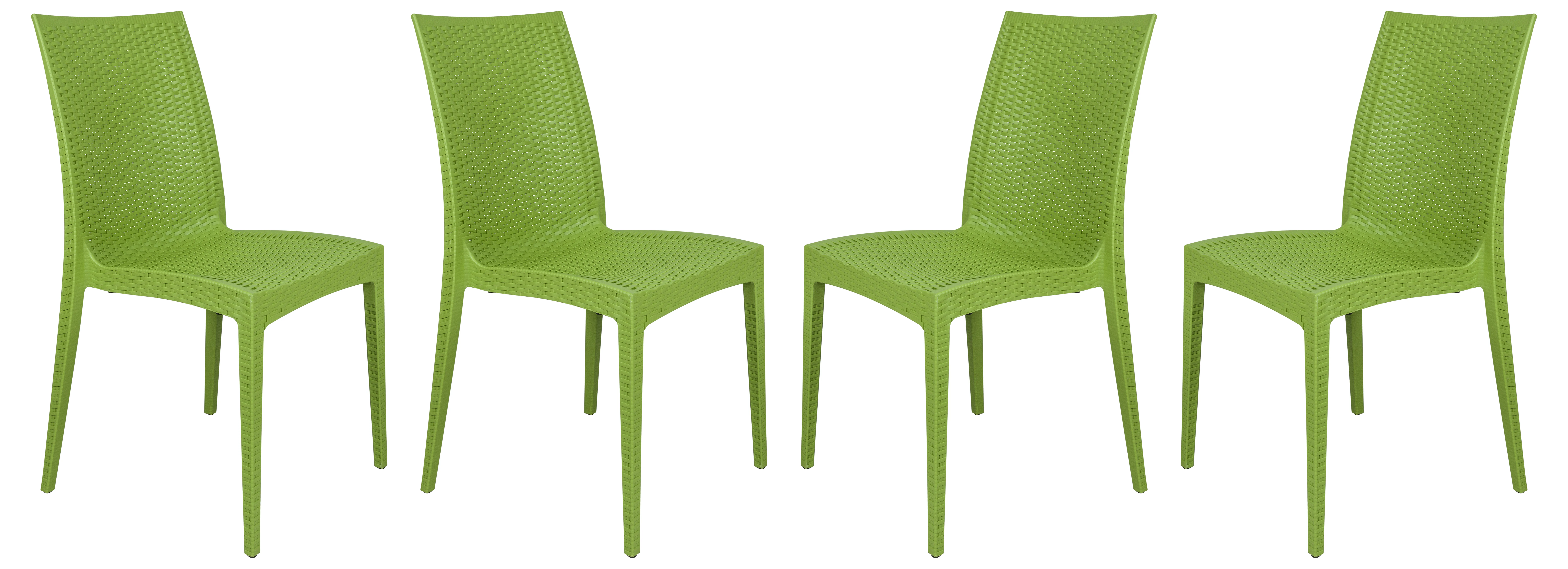 Weave Mace Indoor/Outdoor Dining Chair (Armless), Set of 4